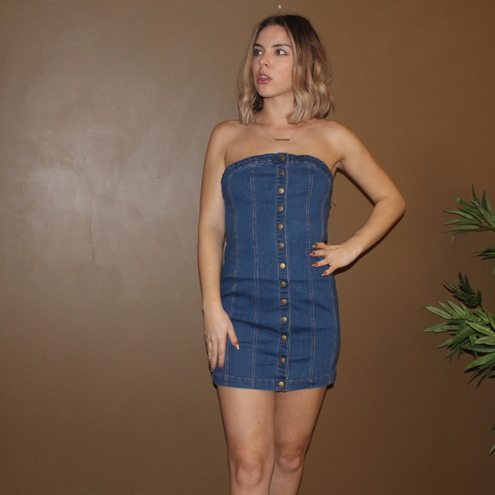 Sans Souci | NWT Denim strapless stretchy dress